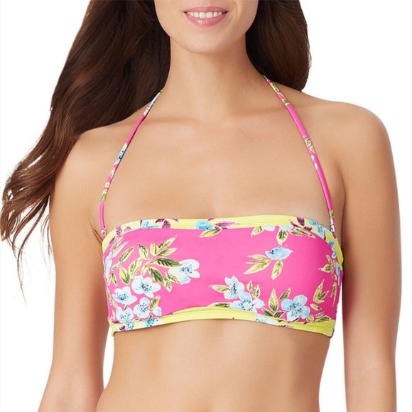 California Sunshine Floral Bandeau Bikini Swimsuit Size M